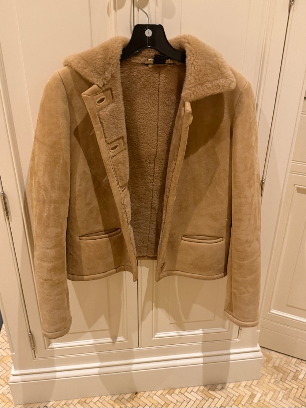 Ralph Lauren Tan Suede Shearling-Lined Jacket